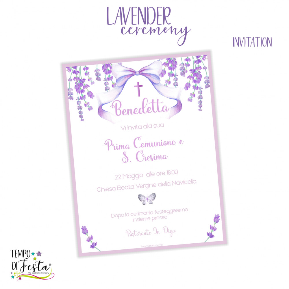 Ceremonia lavanda invitación digital para imprimir