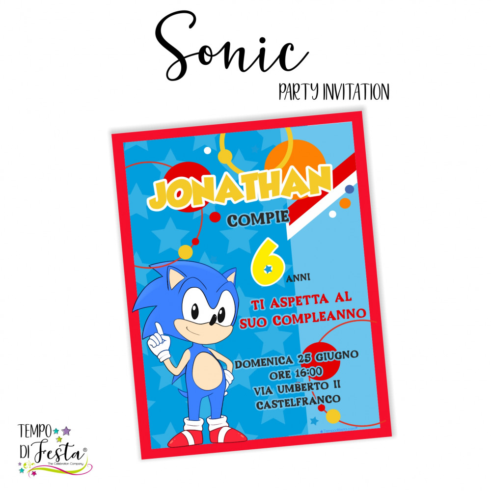 Sonic invitación digital para imprimir