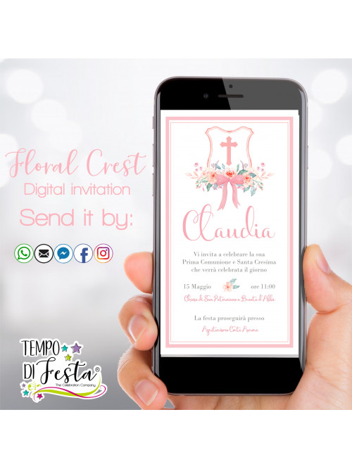 Escudo floral invitación digital para WhatsApp