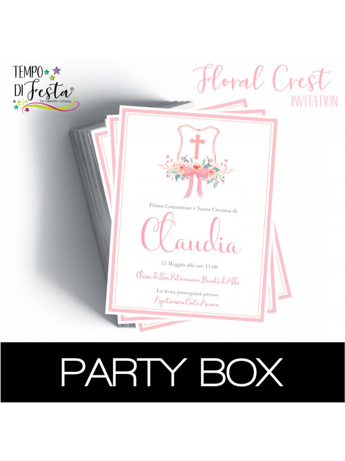 Floral Crest paper invitations