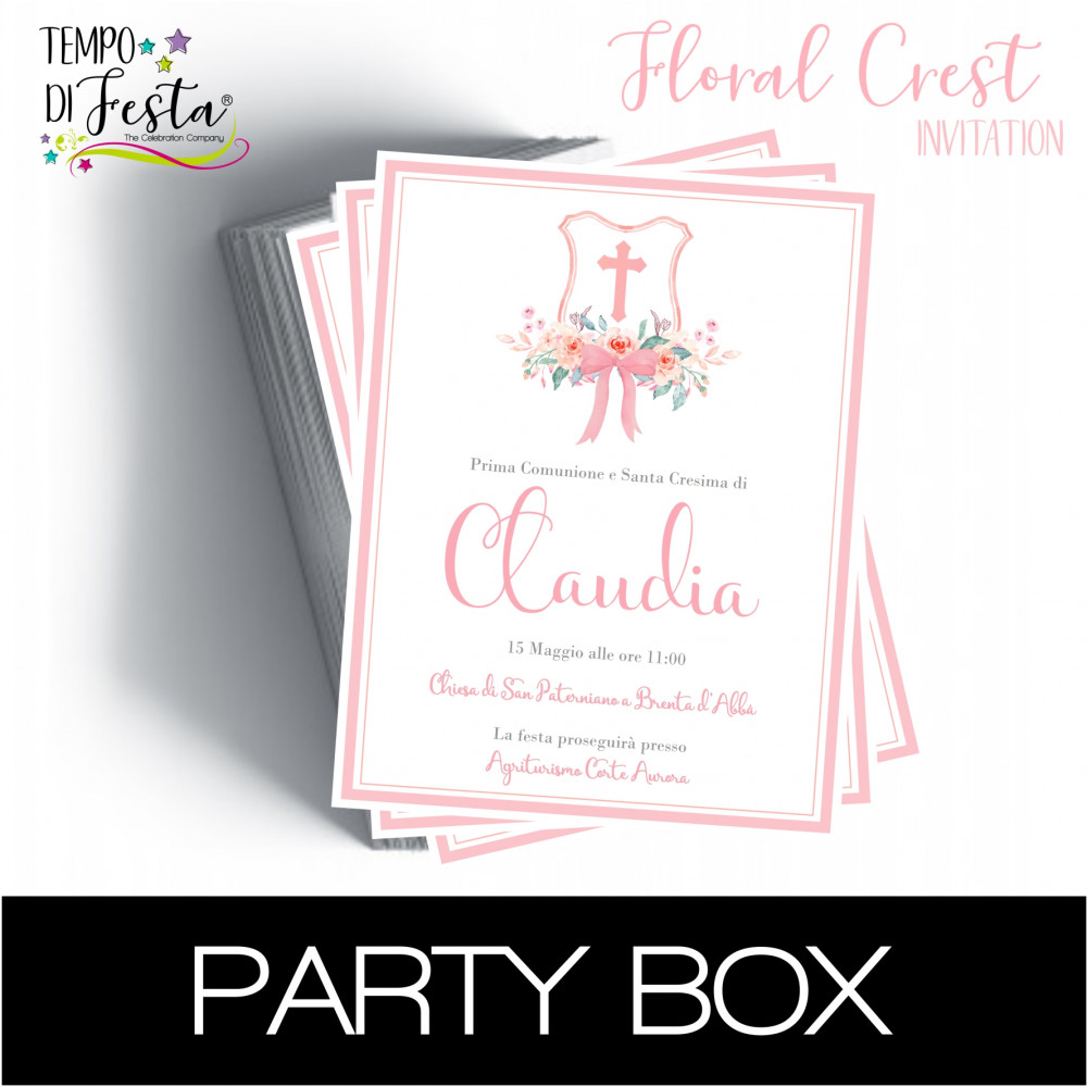 Floral Crest paper invitations