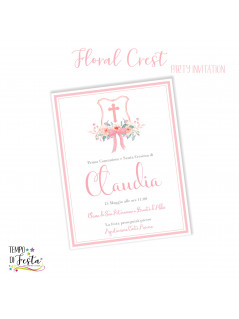 Floral crest digital invitation to print