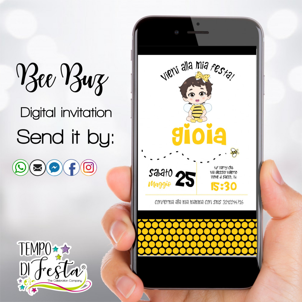 Abeja invitación digital para WhatsApp