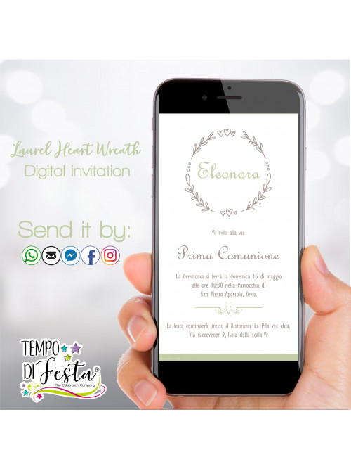 Corona de Laurel Corazón invitación digital para WhatsApp