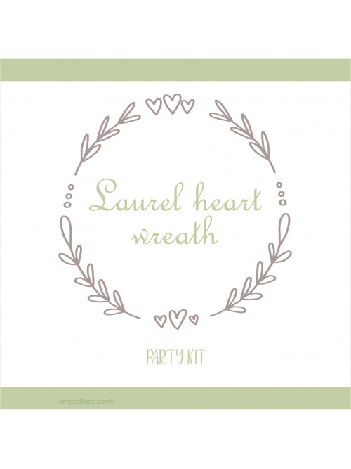 Laurel Heart Wreath Digital Party Kit