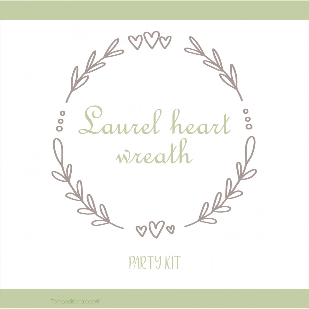 Laurel Heart Wreath Digital Party Kit