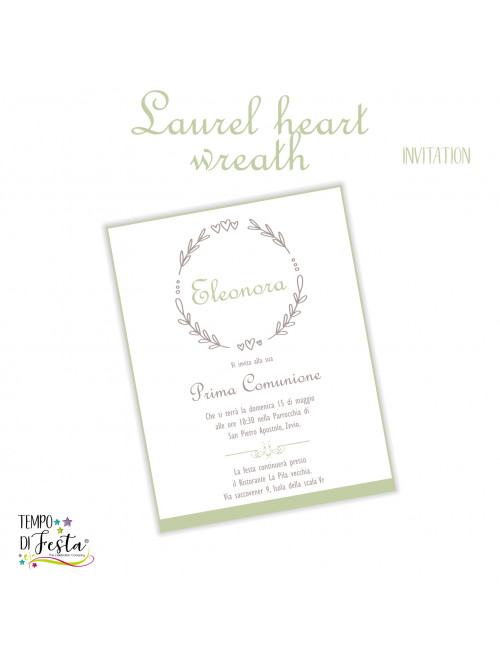 Laurel Heart Wreath Digital Invitation to print
