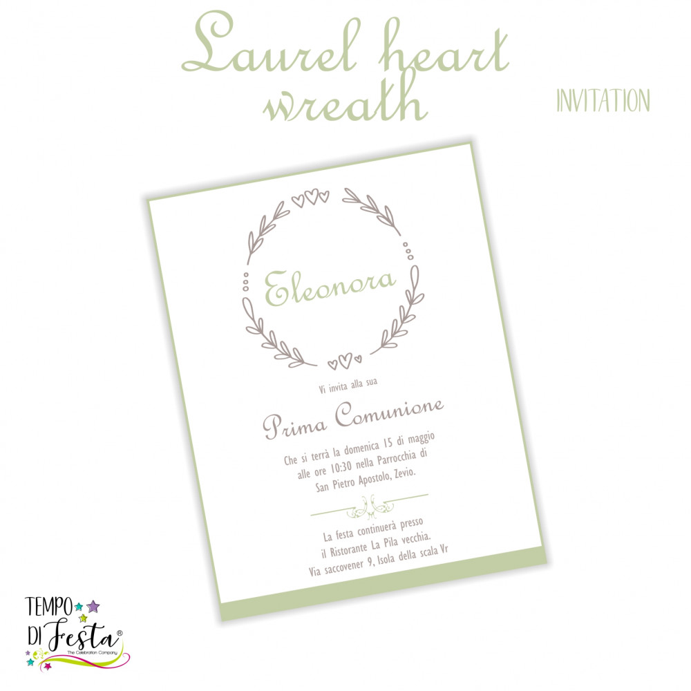 Laurel Heart Wreath Digital Invitation to print