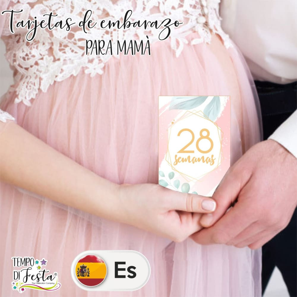 Milestone pregnancy cards Modern romantic themed in SPANISH