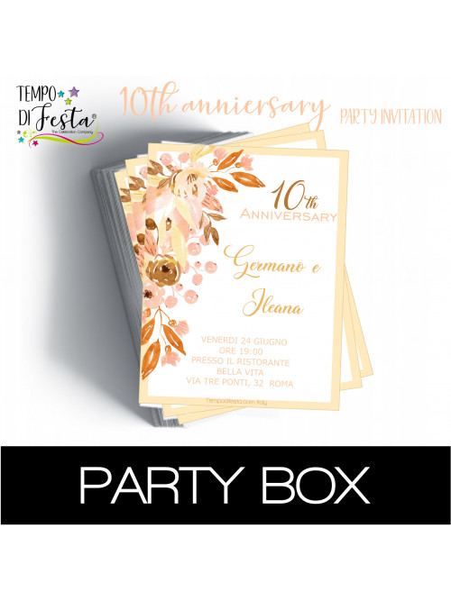 décimo aniversario matrimonio invitaciones de papel