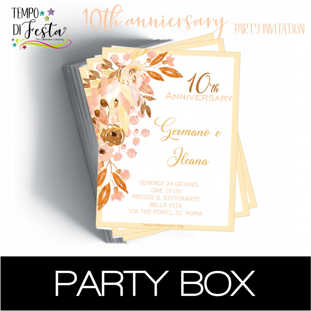 décimo aniversario matrimonio invitaciones de papel