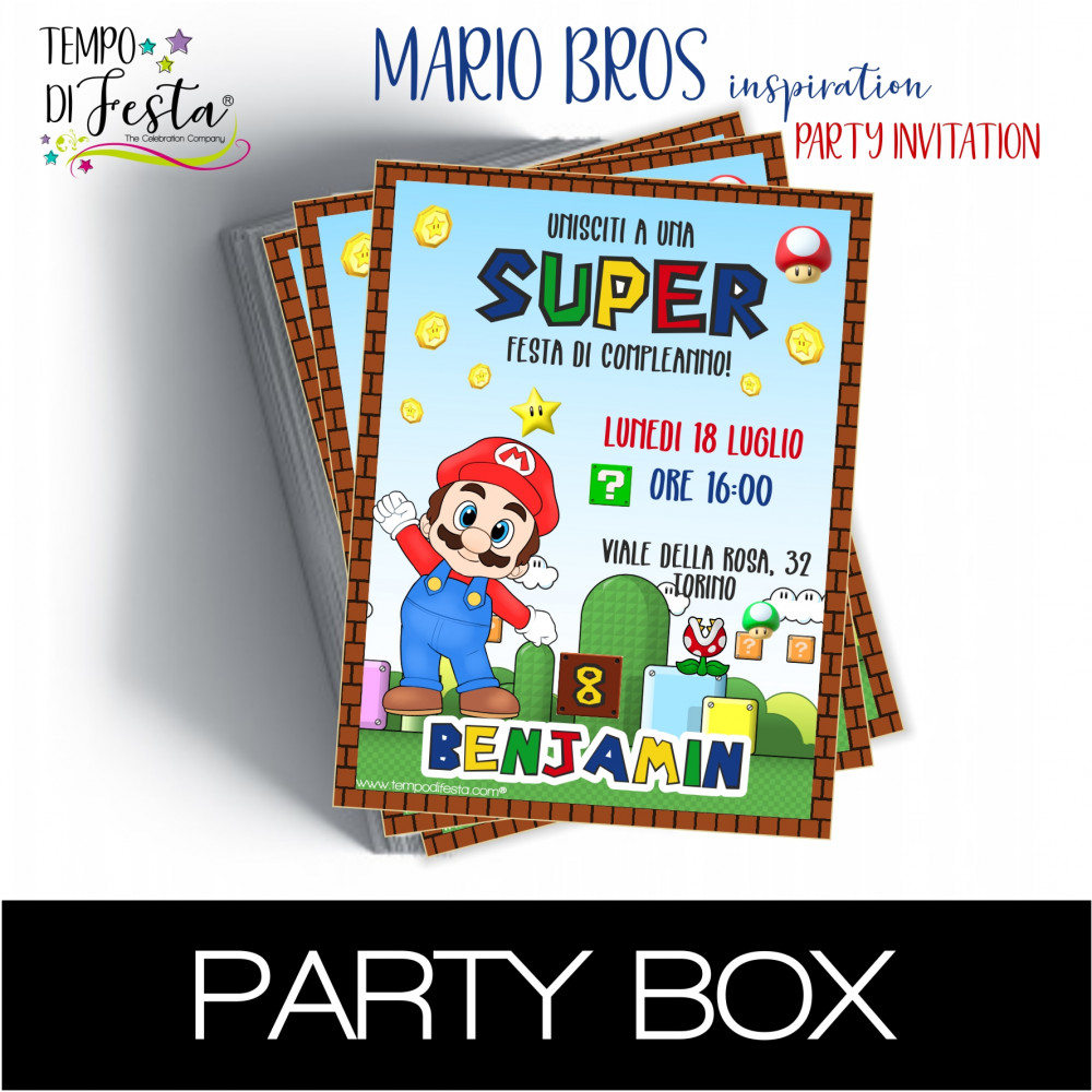 Mario Bros invitaciones de papel