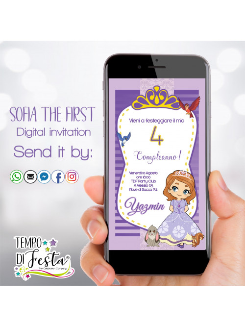 Princesa Sofia invitación digital para WhatsApp