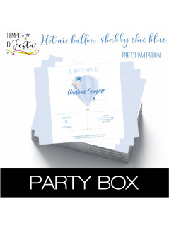 Globo aerostático shabby chic azul invitaciones de papel