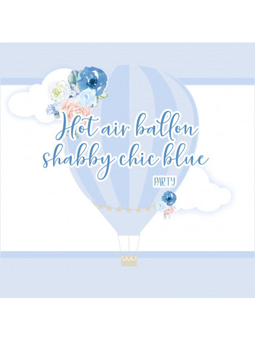 Blue shabby chic hot air balloon kit digital party