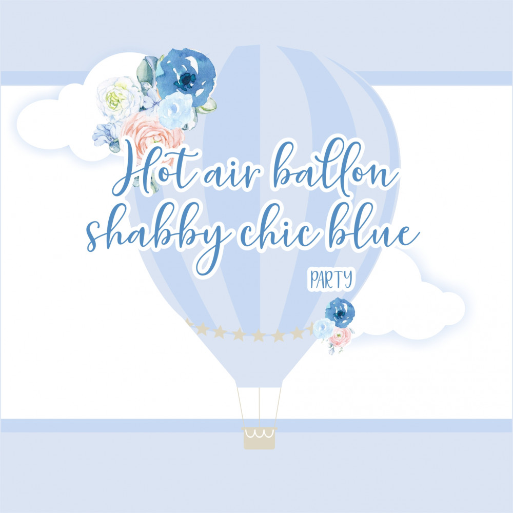 Blue shabby chic hot air balloon kit digital party