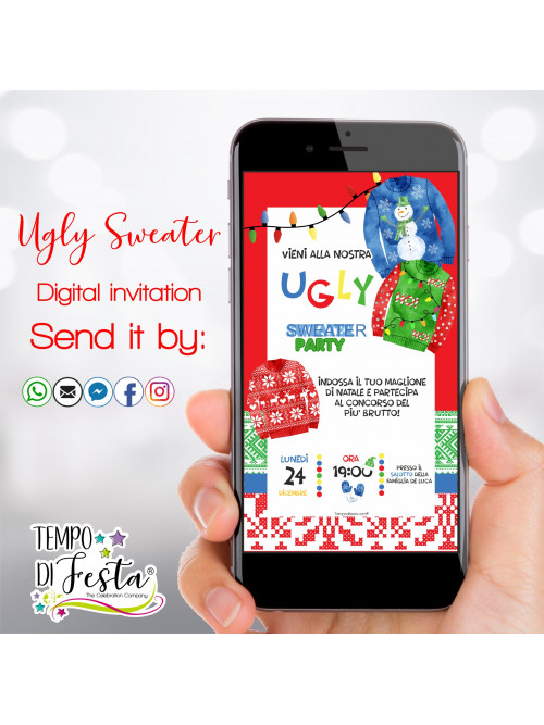 Ugly Sweater Invitación digital para WhatsApp.