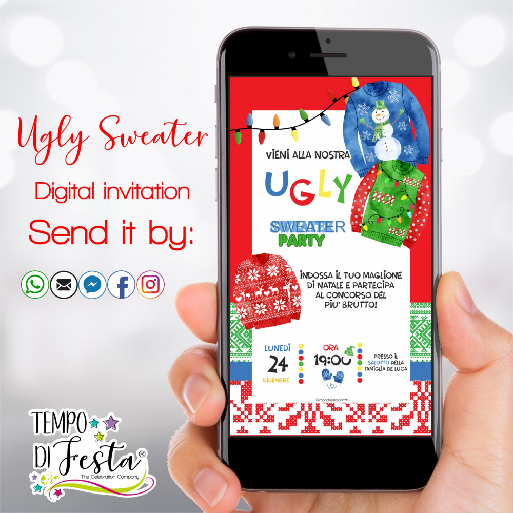 Ugly Sweater Digital invitation for WhatsApp