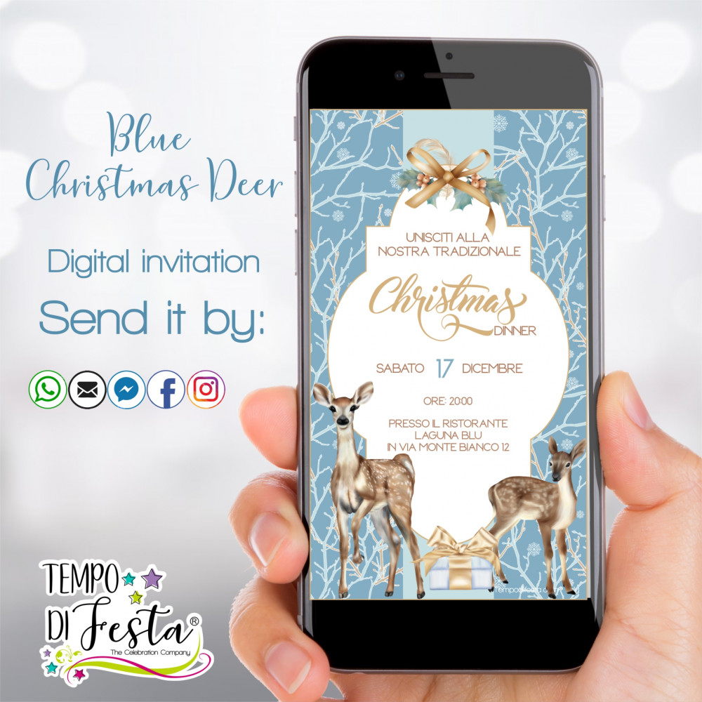 Cervi Natale Azzurro invito digitale per WhatsApp