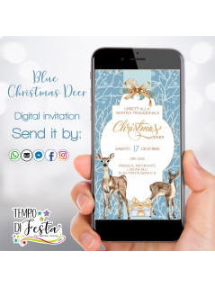 Ciervos de Navidad Azul invitación digital para WhatsApp