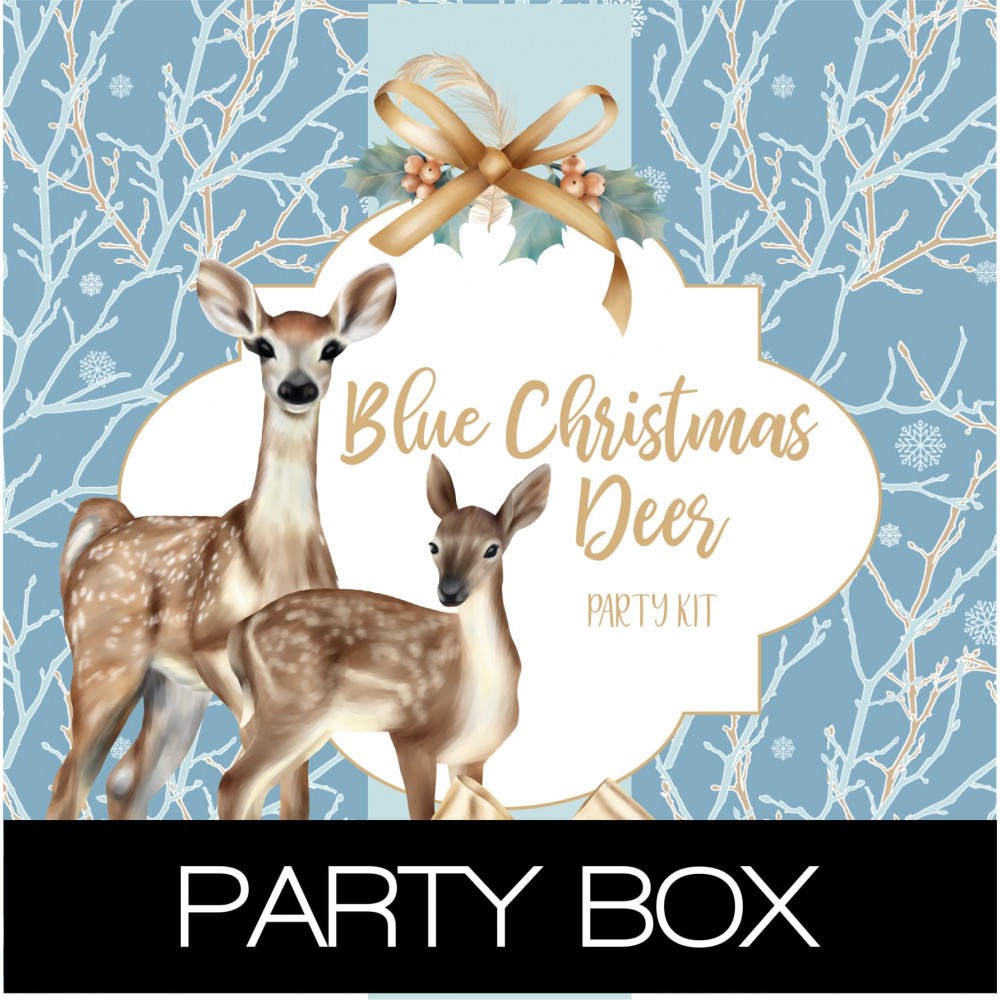 Ciervos de Navidad azul Fiesta en la caja