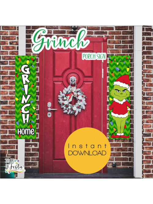 Grinch digital decorations for the porch