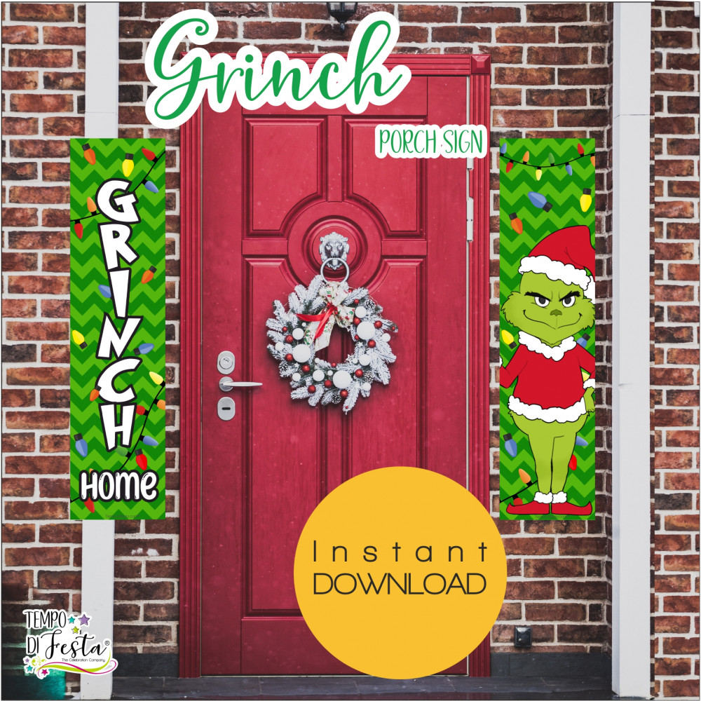 Grinch decoraciones digitales para el porche