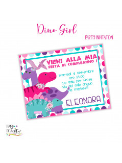 Dino girl digital invitation to print