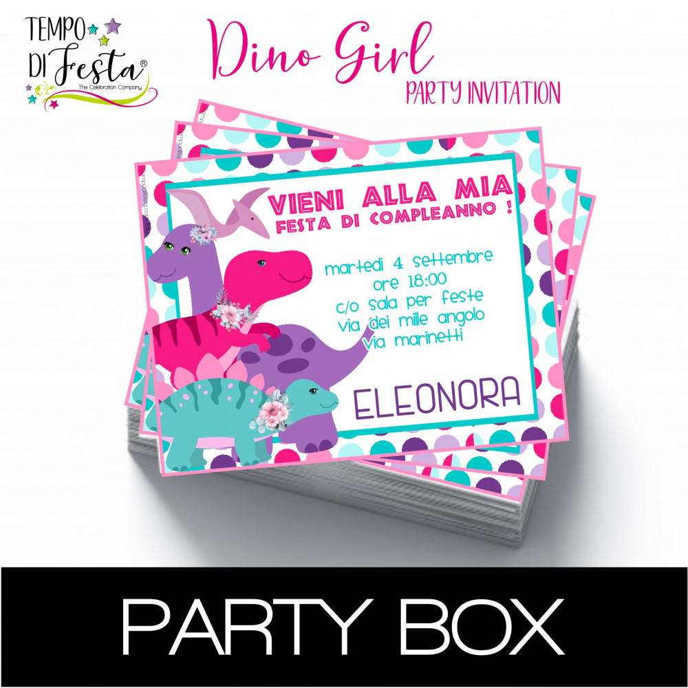 Dino Girl paper invitations