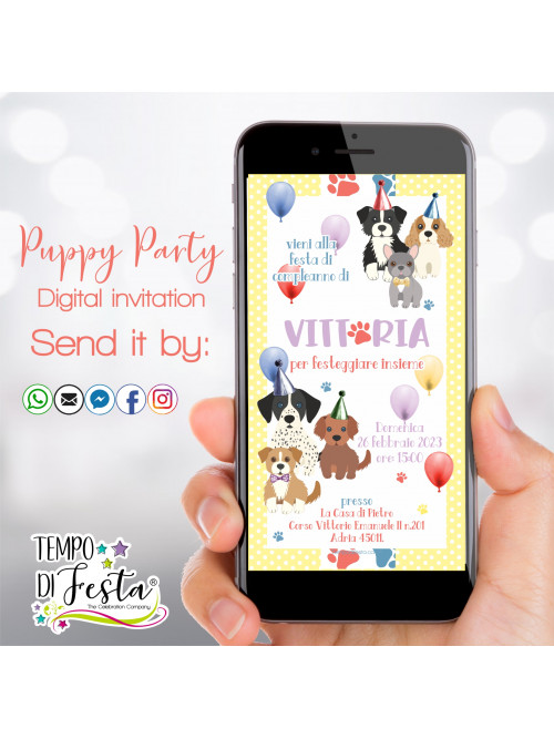 Puppy digital invitation for WhatsApp