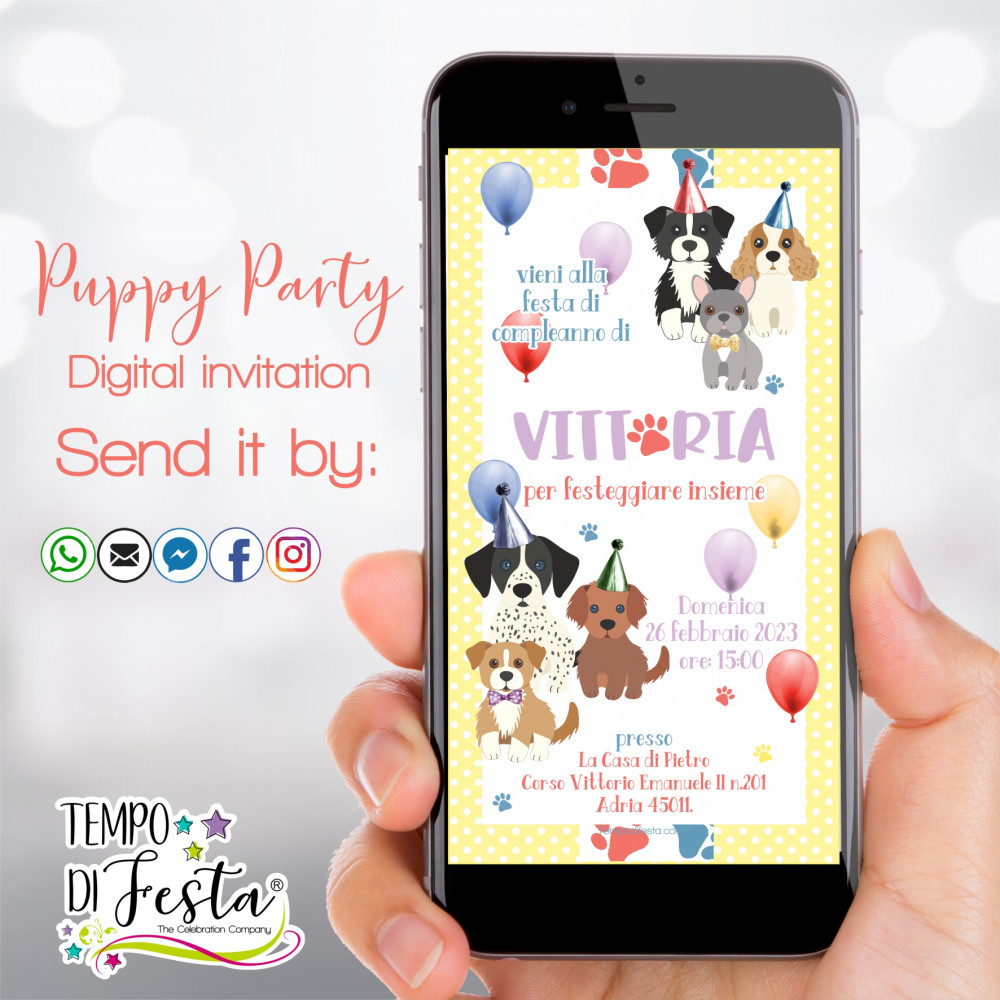 Puppy digital invitation for WhatsApp