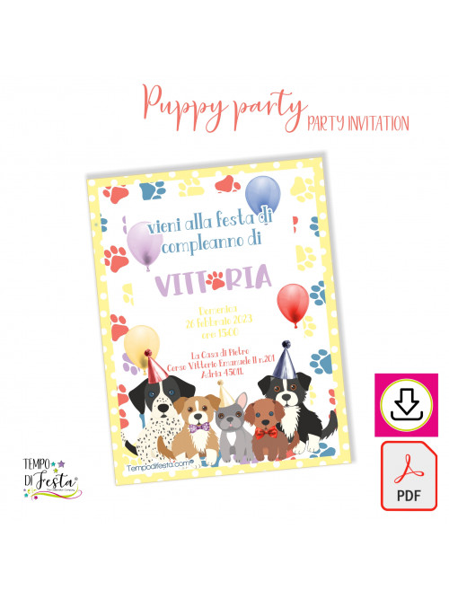 Puppy digital invitations to print.