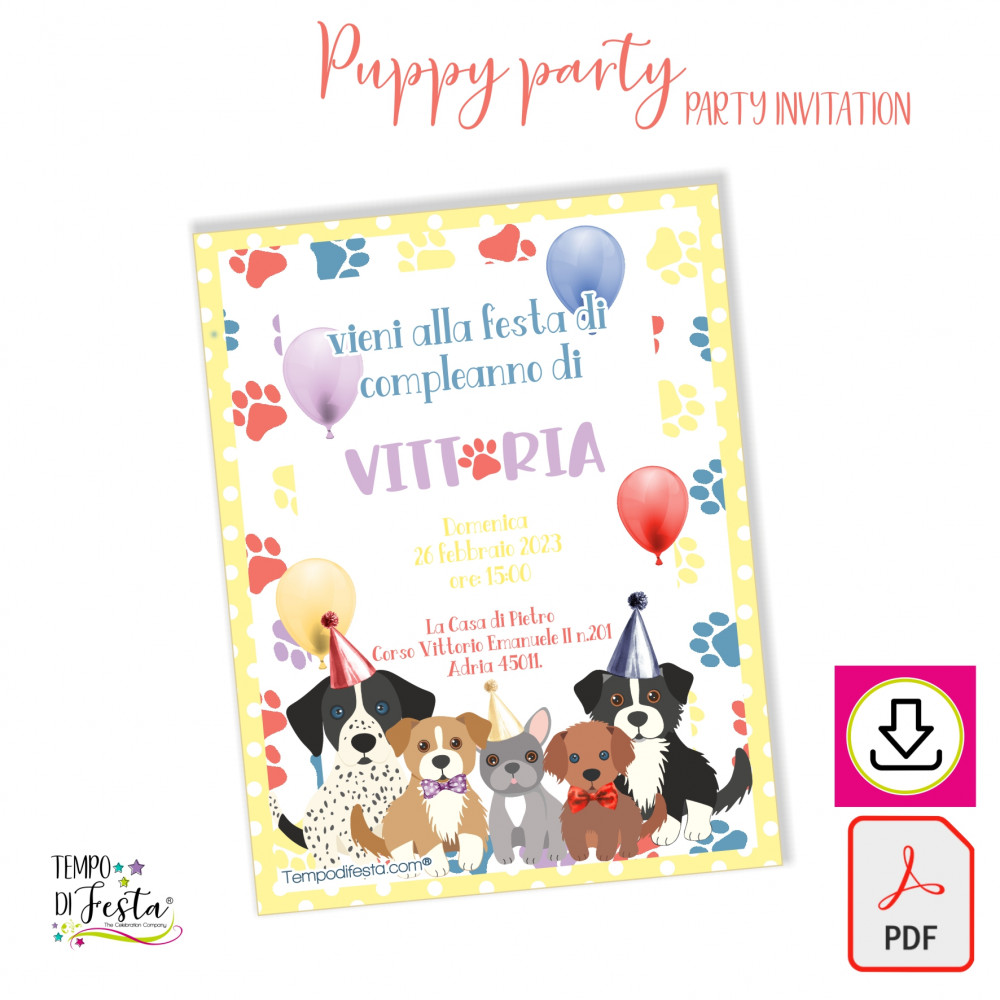 Puppy digital invitations to print.