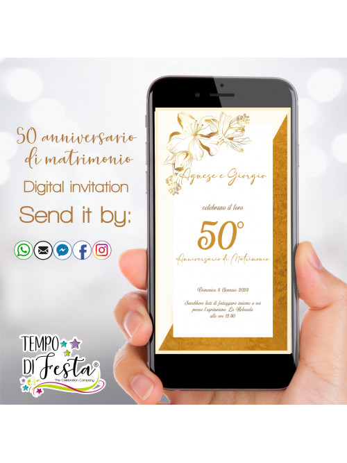 50th Wedding Anniversary digital invitations for WhatsApp
