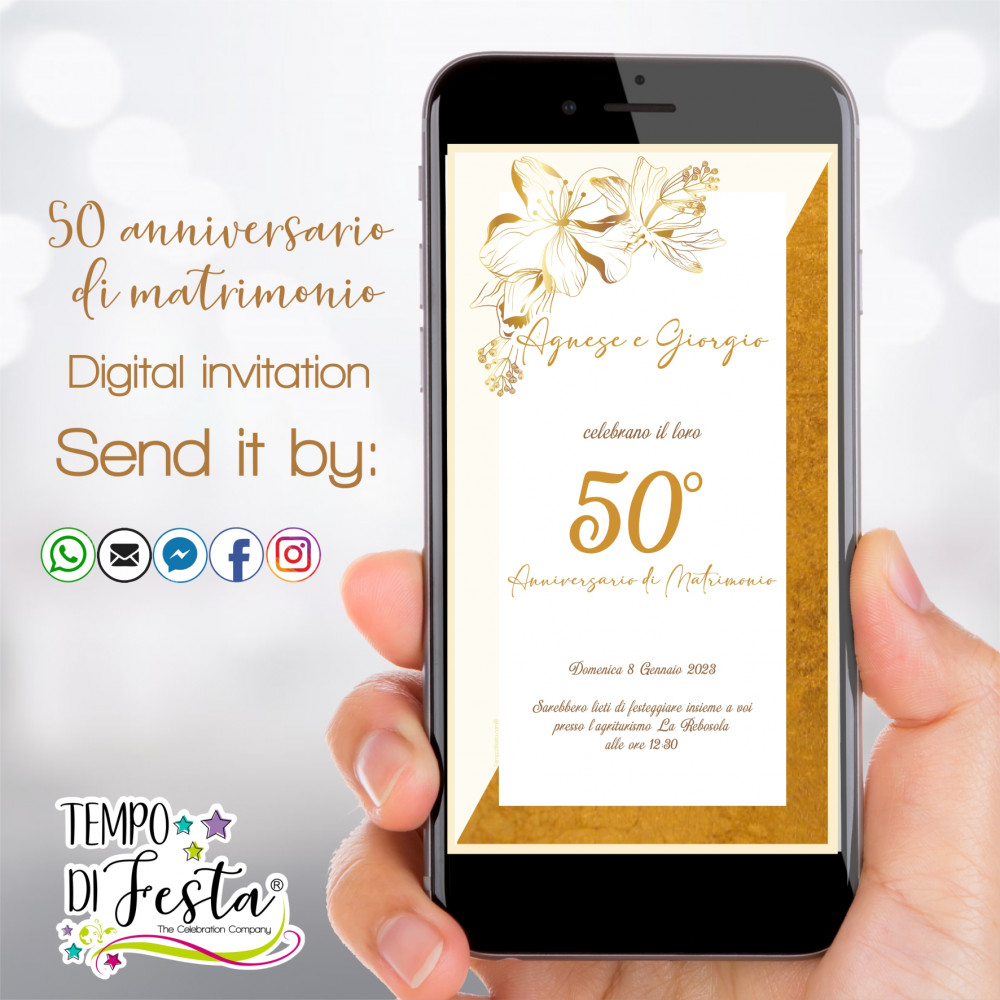 50th Wedding Anniversary digital invitations for WhatsApp