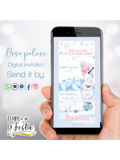 Polar bear digital invitation for WhatsApp