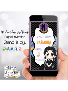 Wednesday Addams digital invitations for WhatsApp