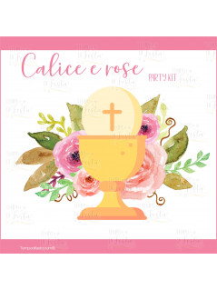 Communion Holy Chalice and roses digital party kit.