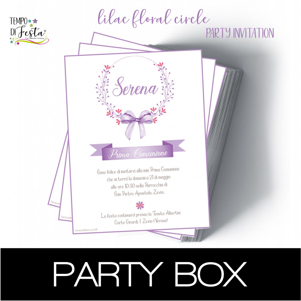 Lilac Floral Circle paper invitations