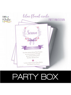 círculo floral lila invitaciones de papel