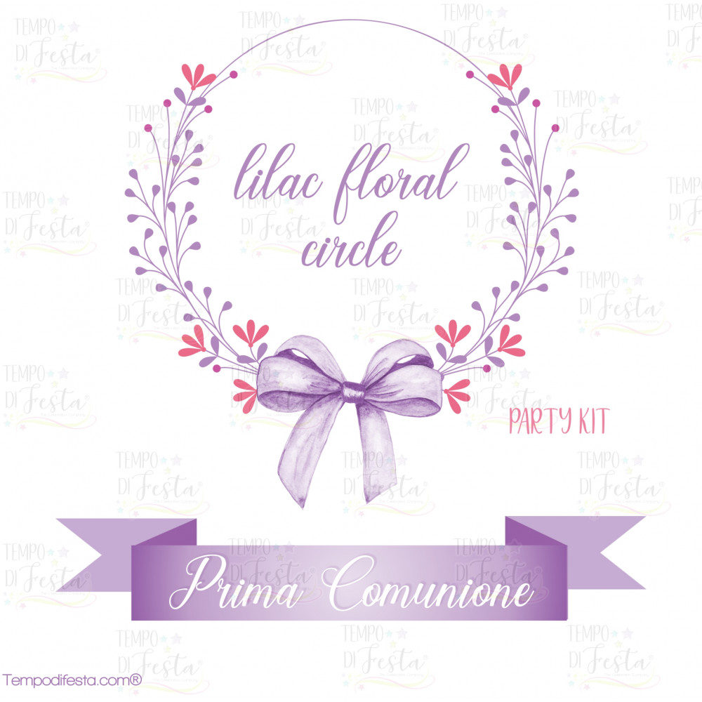 Lilac Floral Circle Digital Party Kit