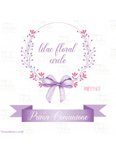 Lilac Floral Circle Digital Party Kit