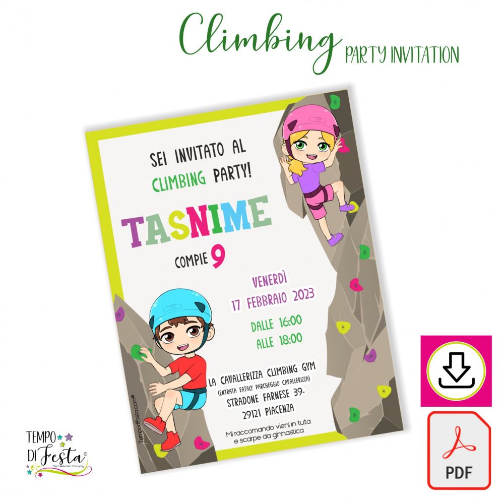 Climbing digital invitation to print