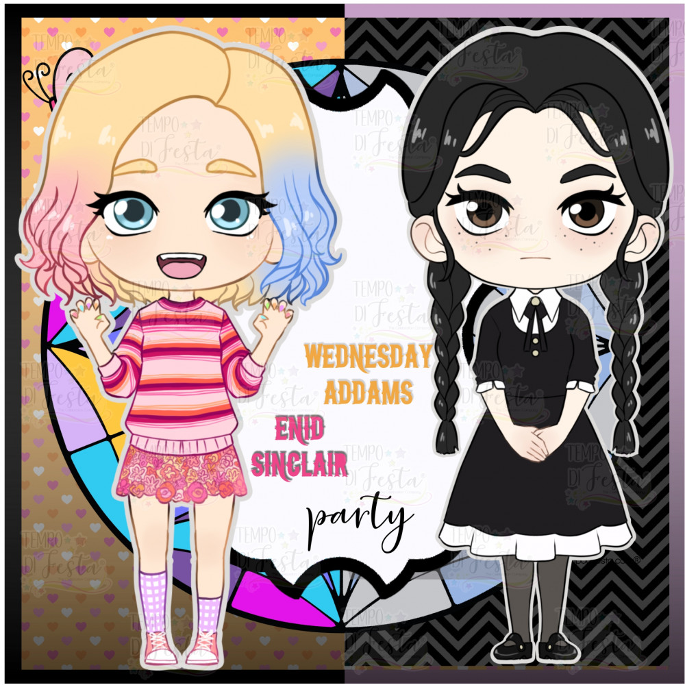 Enid and Wednesday digital party kit