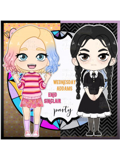 Enid and Wednesday digital party kit