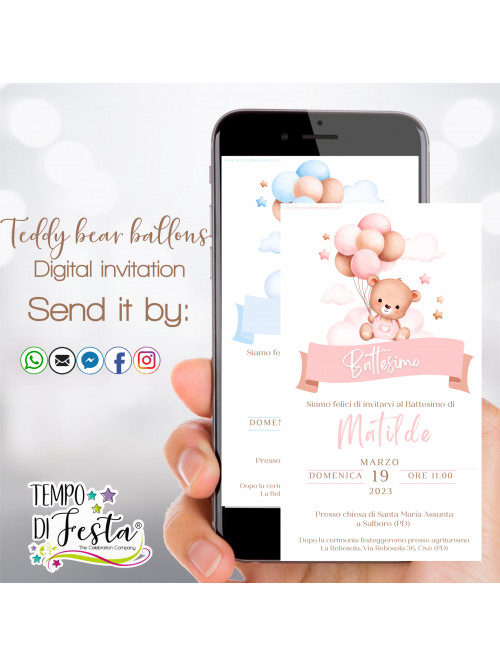 Teddy Bear digital invitation for WhatsApp