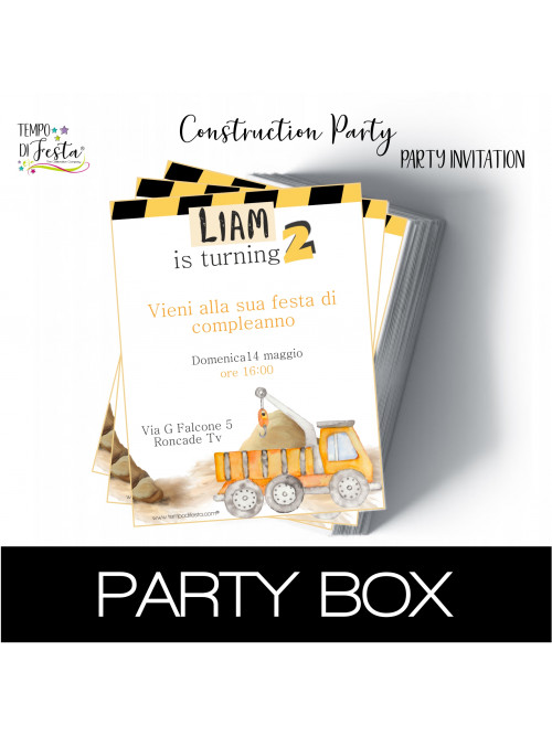 Vehículos de construcción invitaciones en papel