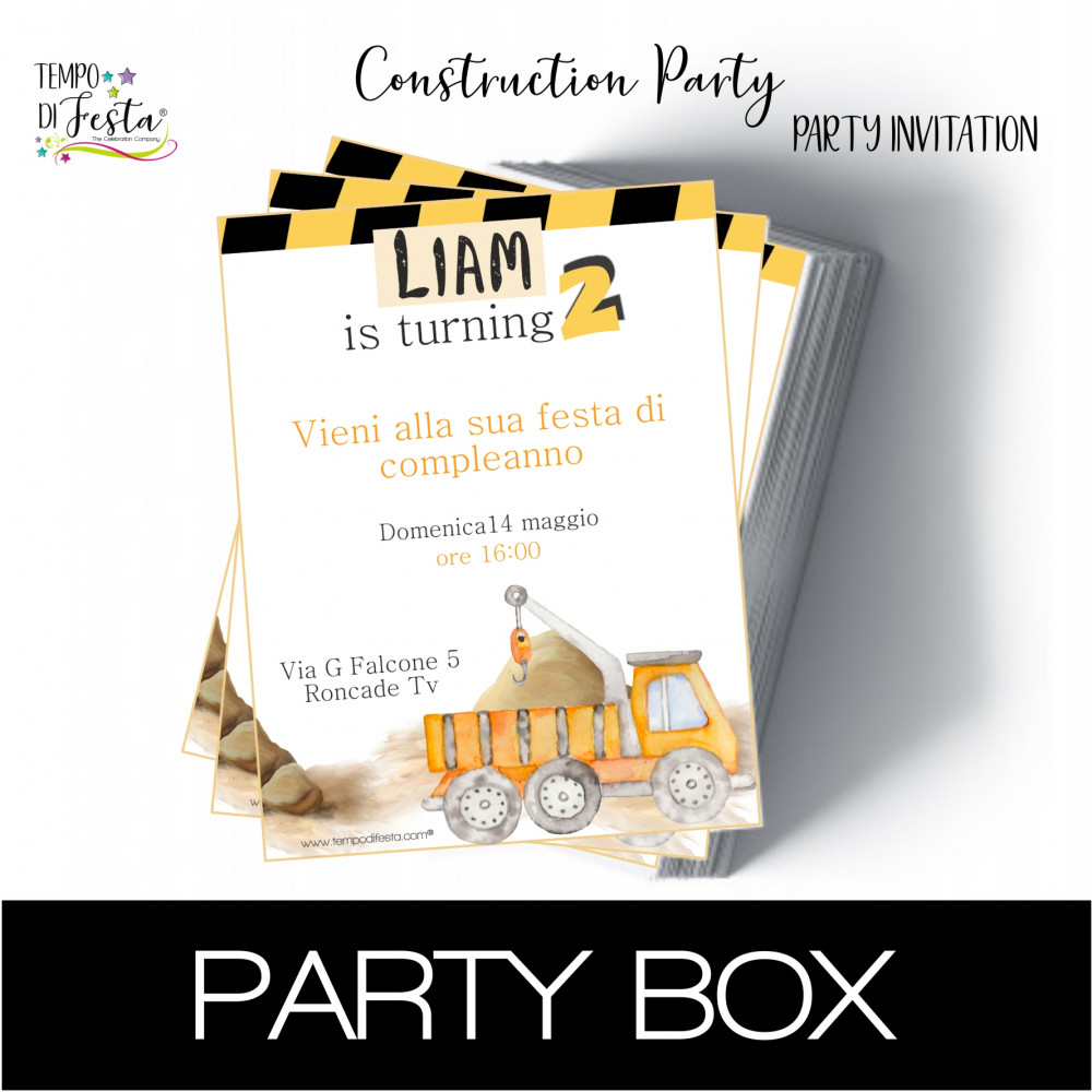 Vehículos de construcción invitaciones en papel