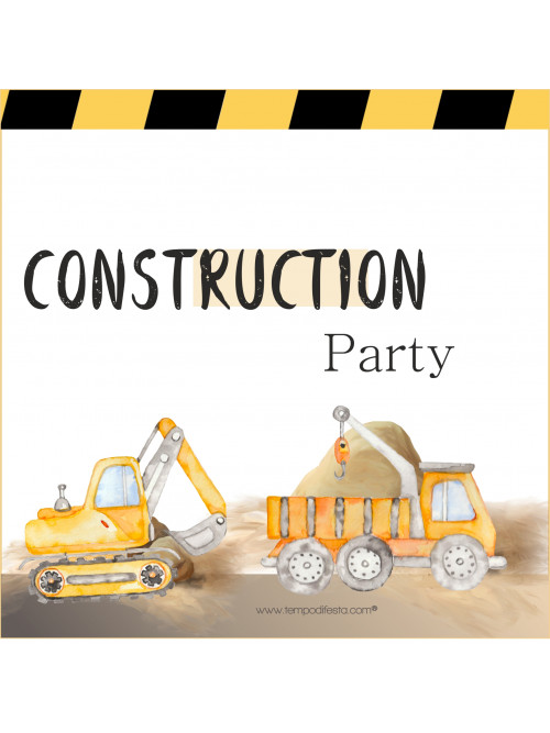Construction vehicles digital party kit