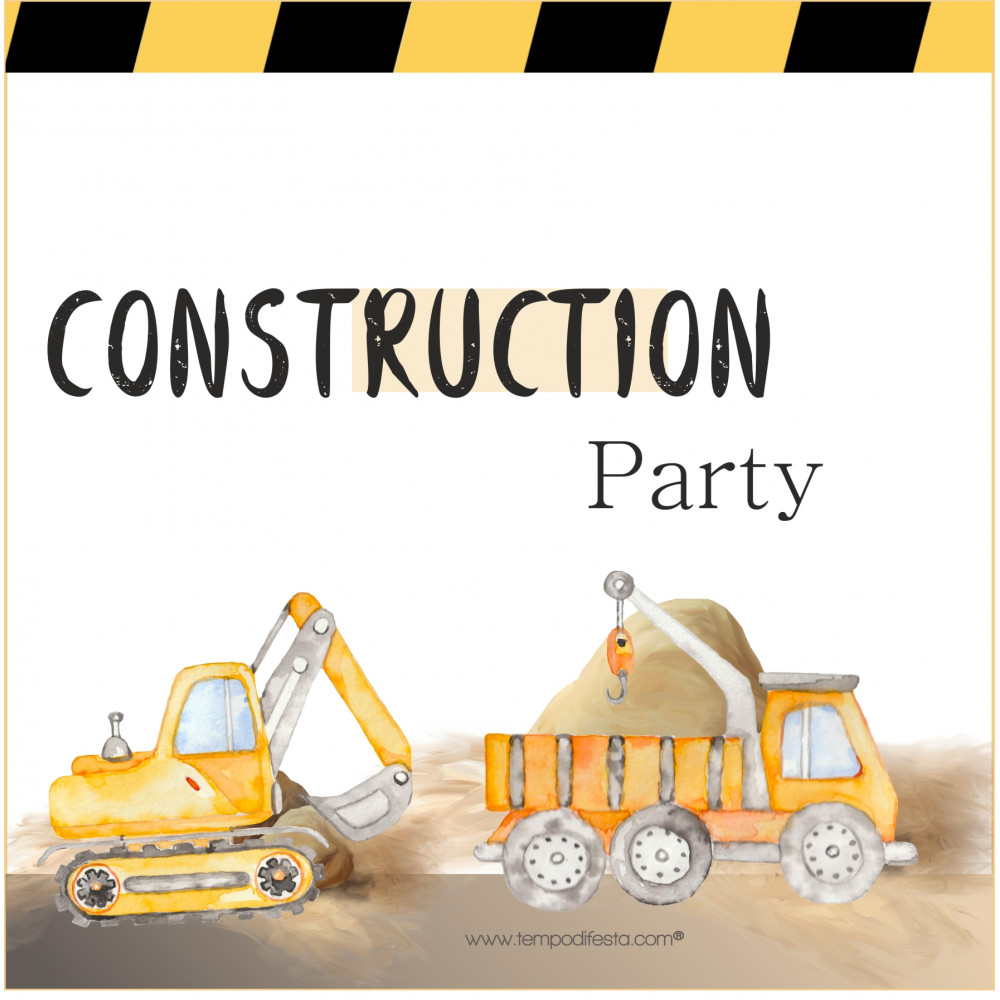 Construction vehicles digital party kit